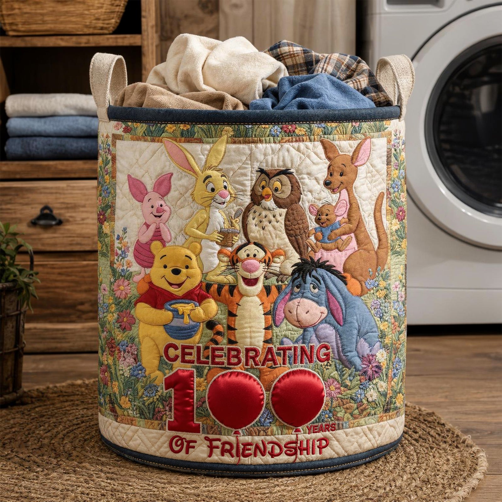 Happy Century Quilted Laudry Basket, Personalized Gifts 07qhlu030726-Homacus