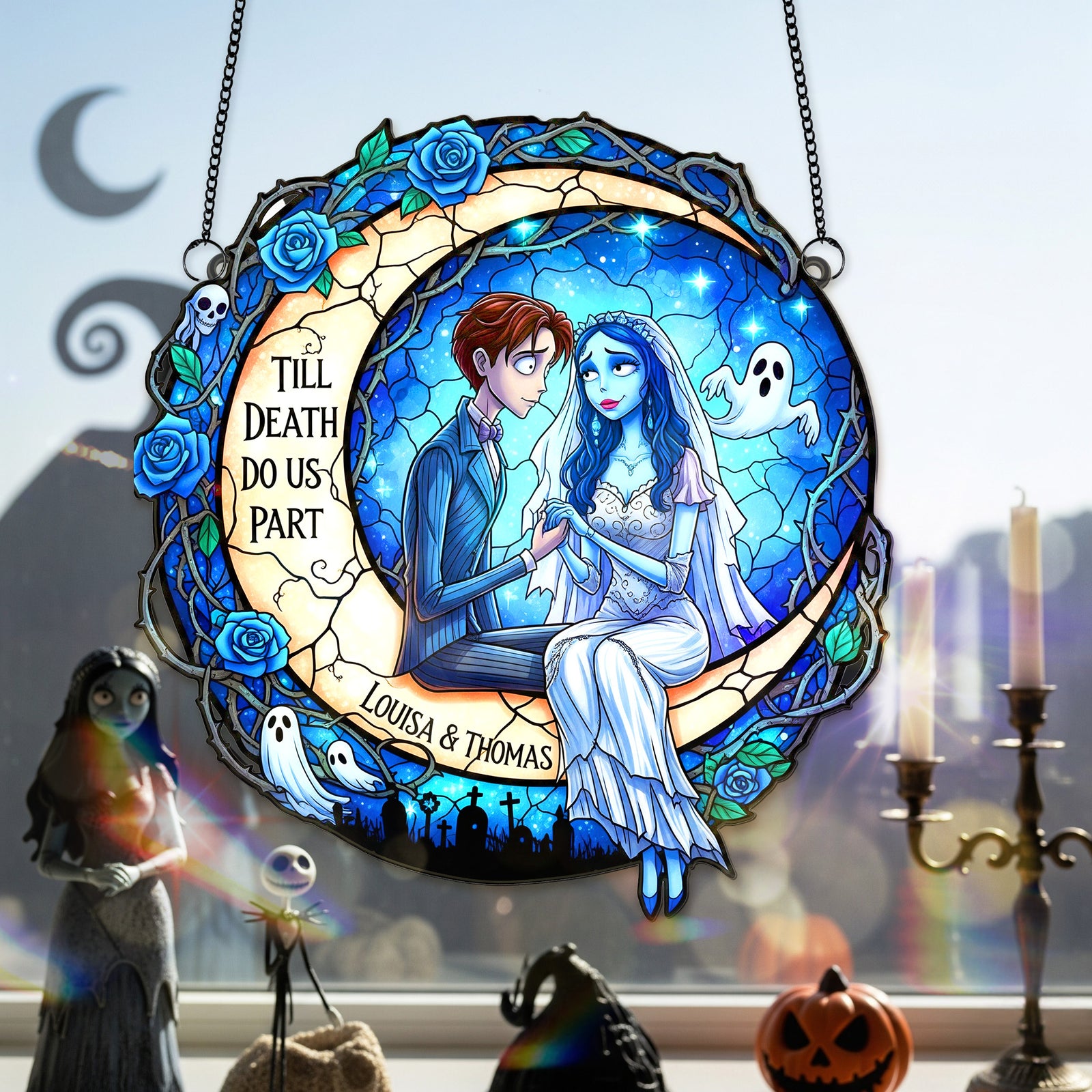 Till Death Do Us Part Suncatcher Ornament Personalized Gifts For Couple 05HUMG080825-Homacus