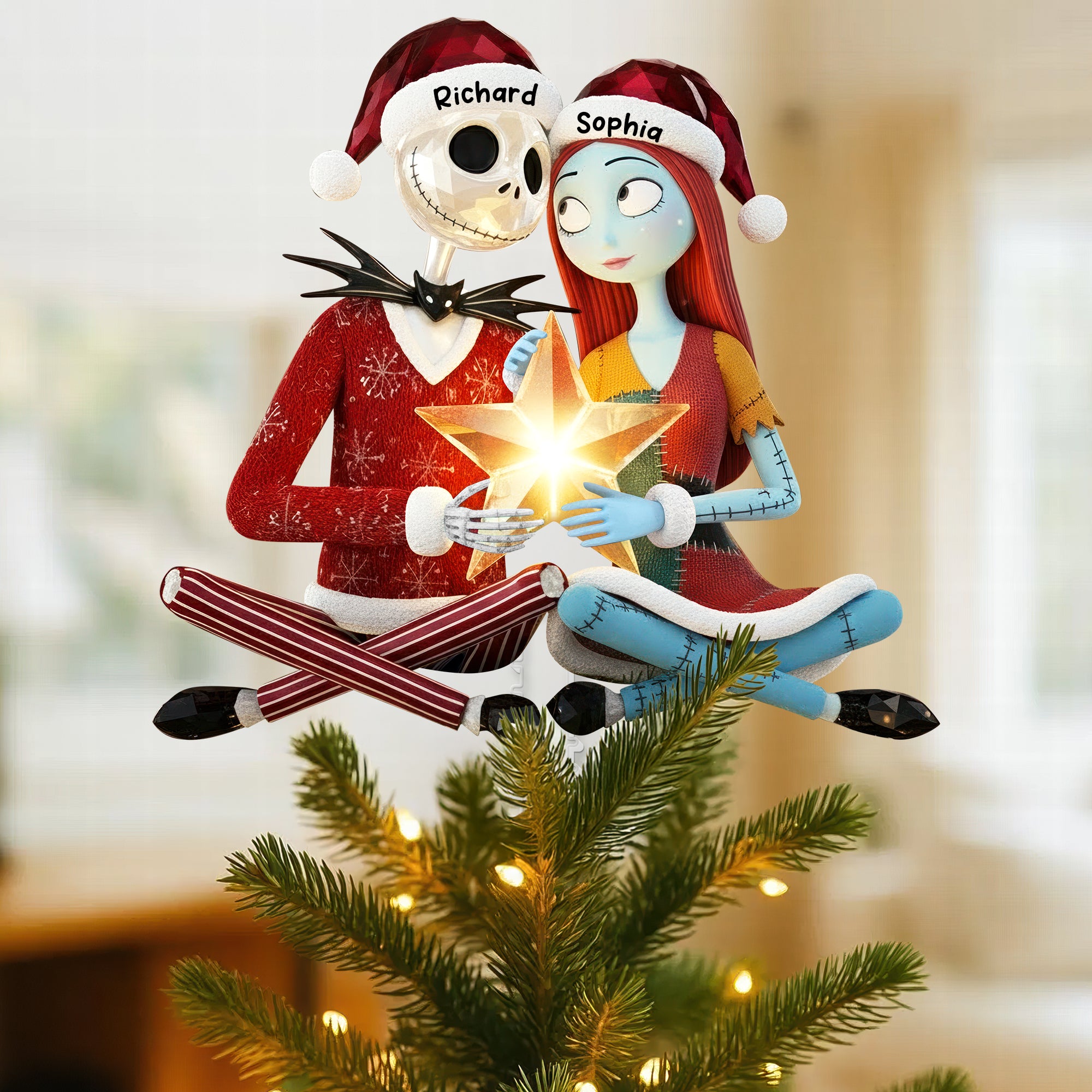 Spooky Couple Christmas Tree Topper - Personalized Gifts For Couple 02toqn201125-Homacus