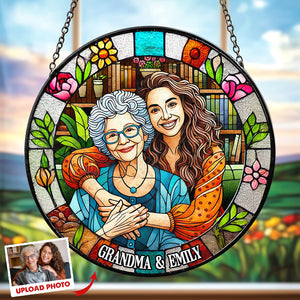 Custom Photo Gifts For Grandma Stained Glass Grandma Sunflower 04DTDT050325-Homacus