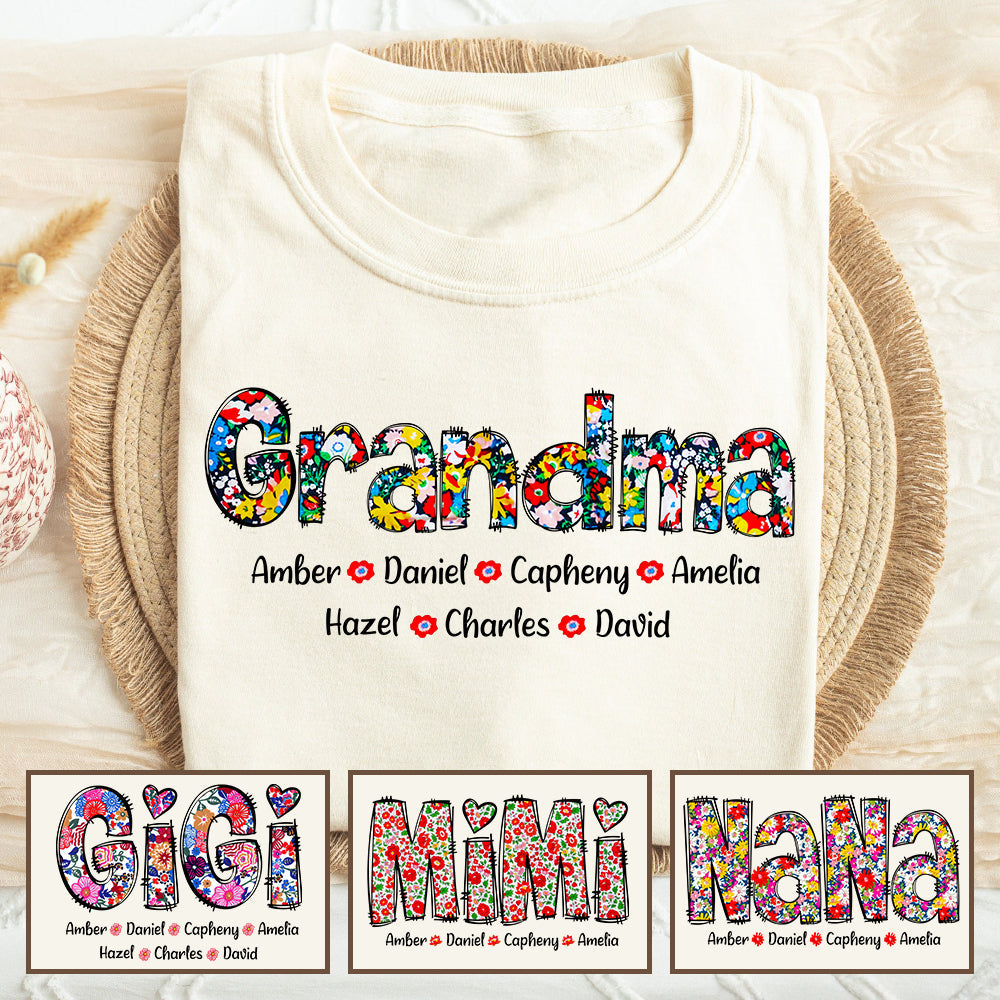 Personalized Gifts For Grandma Shirt, Vibrant Blooming Grandkids 01ACDT290325-Homacus