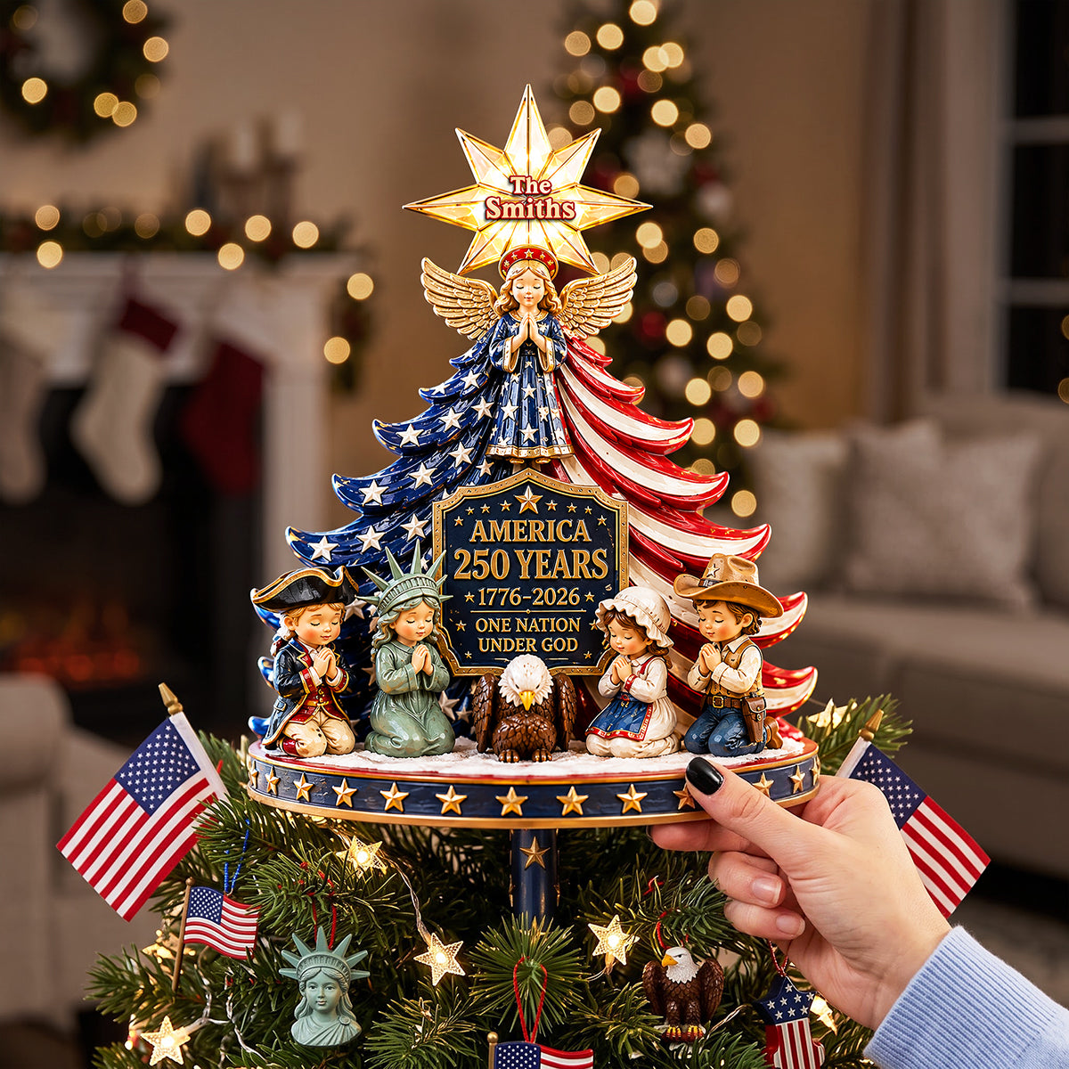 A Pray For America Christmas Tree Topper - Personalized Gifts For Patriots 03QHTA220826-Homacus
