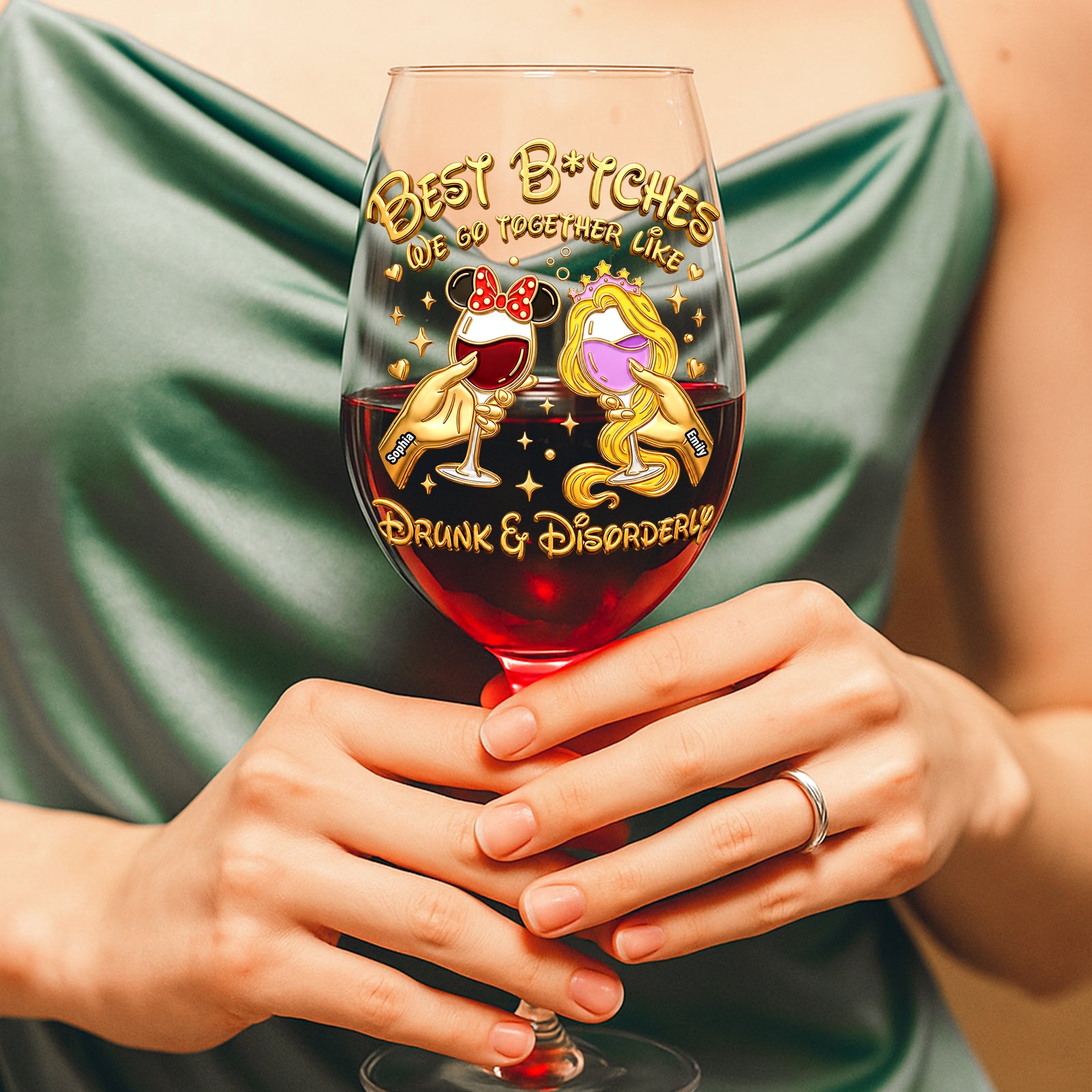Cheers Bestie Wine Glass - Personalized Gifts For Besties 02NAQN090626-Homacus