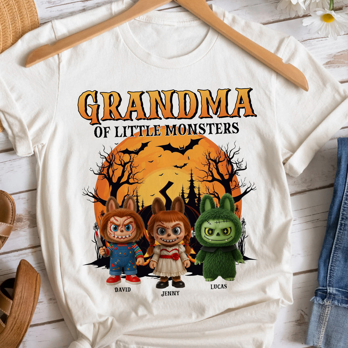 Spooky Monsters Personalized Gifts For Grandma Shirt 03natn160725-Homacus