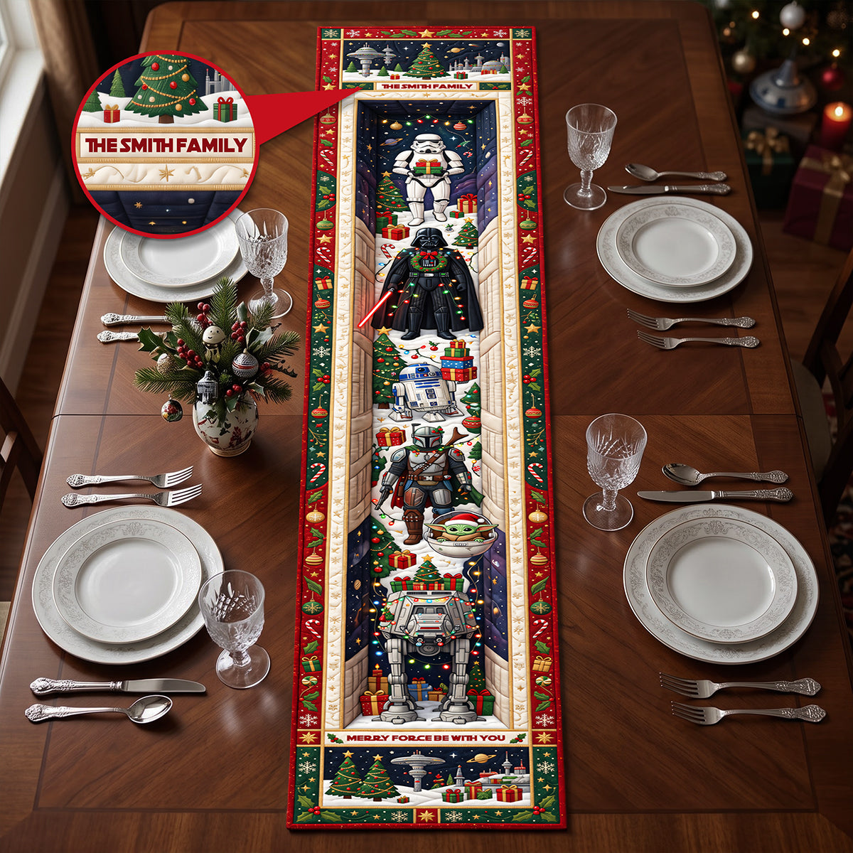 Empire Celebrates The Holidays Quilted Table Runner - Personalized Christmas Gifts For Family 01hata200826-Homacus