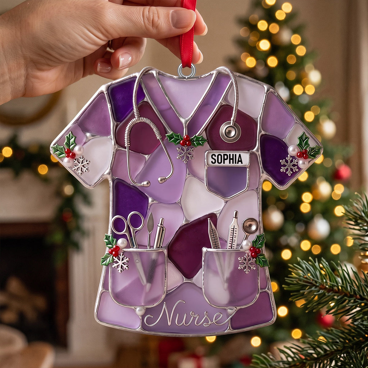 Sea Glass-Style Nurse Scrub Christmas Ornament - Personalized Christmas Gift For Nurse 01pgtn141026-Homacus
