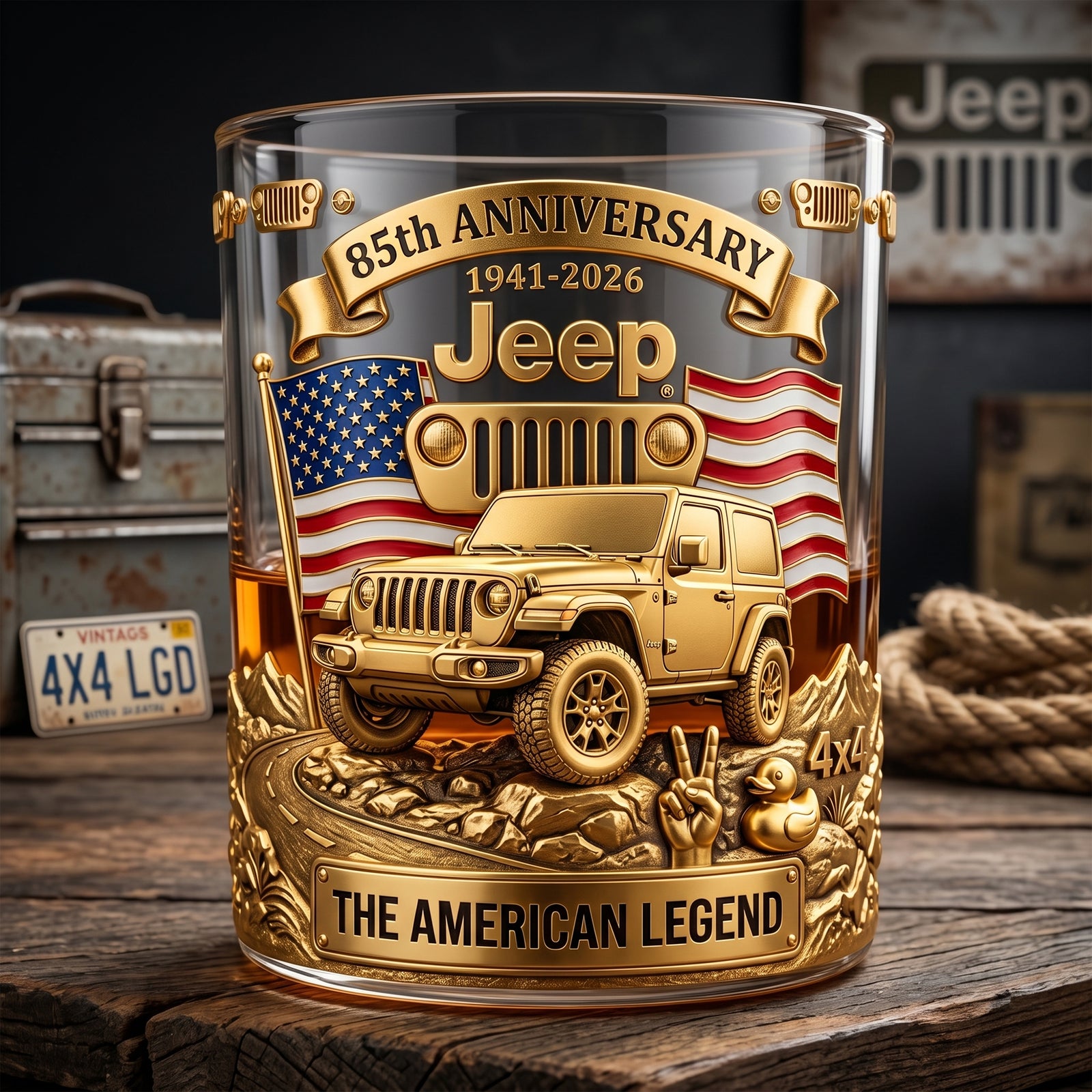 Offroad Car 11oz Round Glass - Personalized Gifts For Car Lover Patriots 05qhqn230526-Homacus