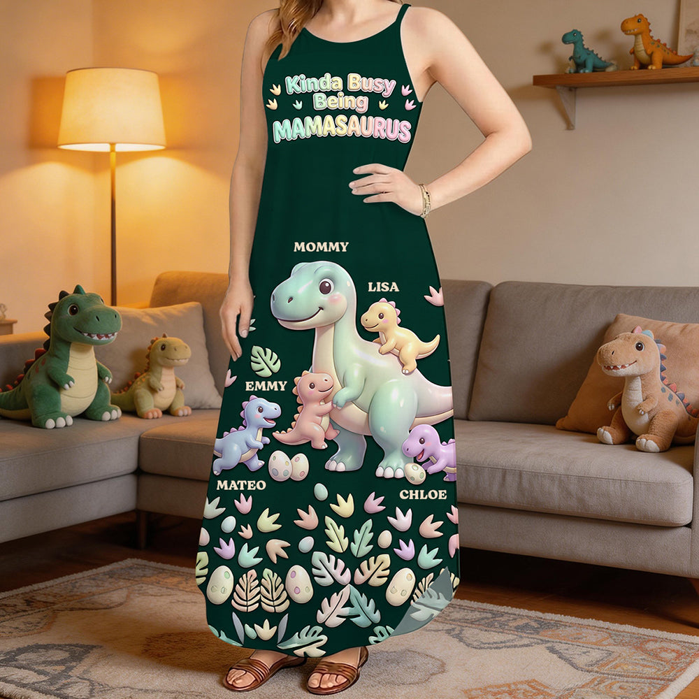 Dinosaur Mom Maxi Dress Personalized Mother's Day Gifts 01NADT300326-Homacus
