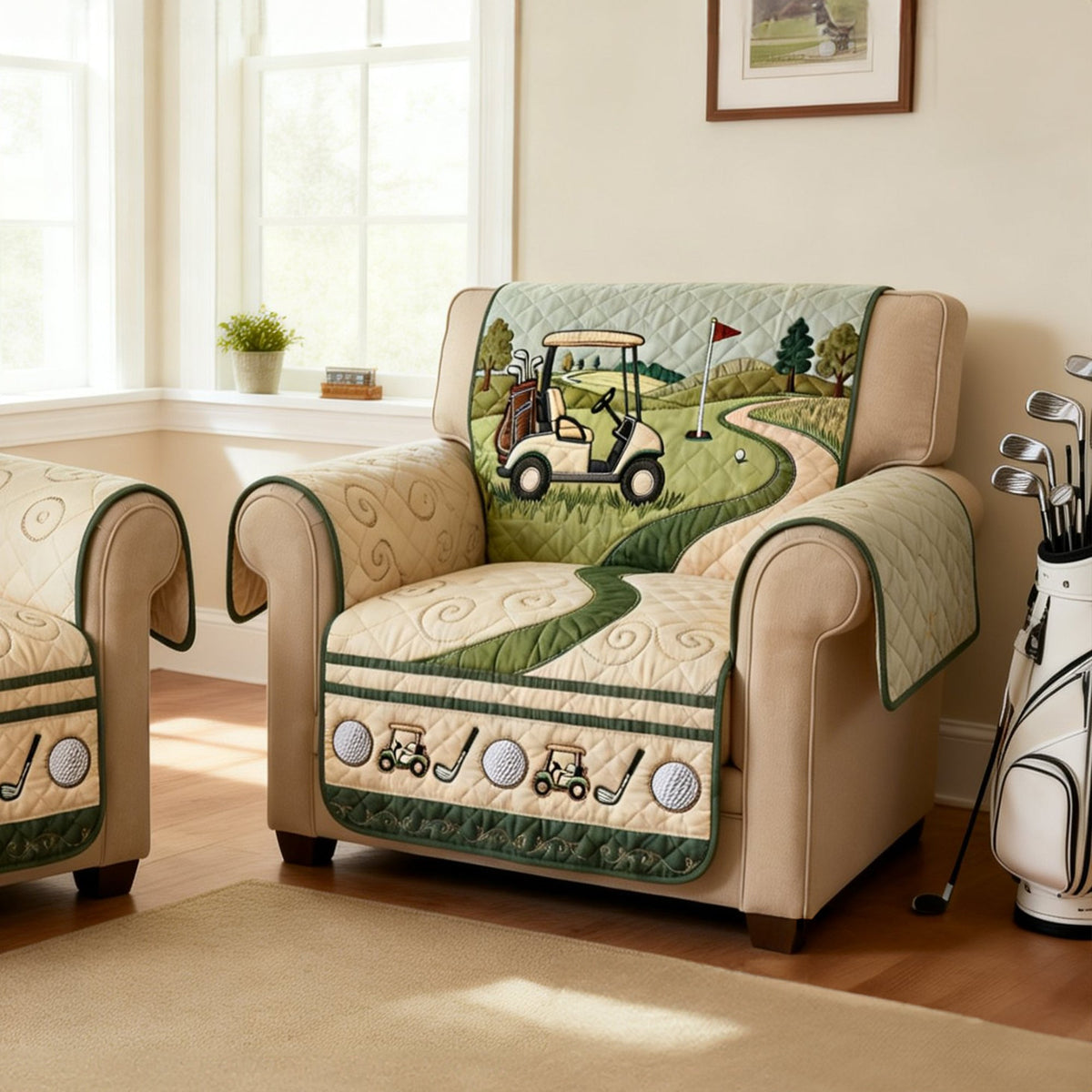 Golf Course Quilted Sofa Cover - Personalized Gifts For Golfers 06NALU300126-Homacus