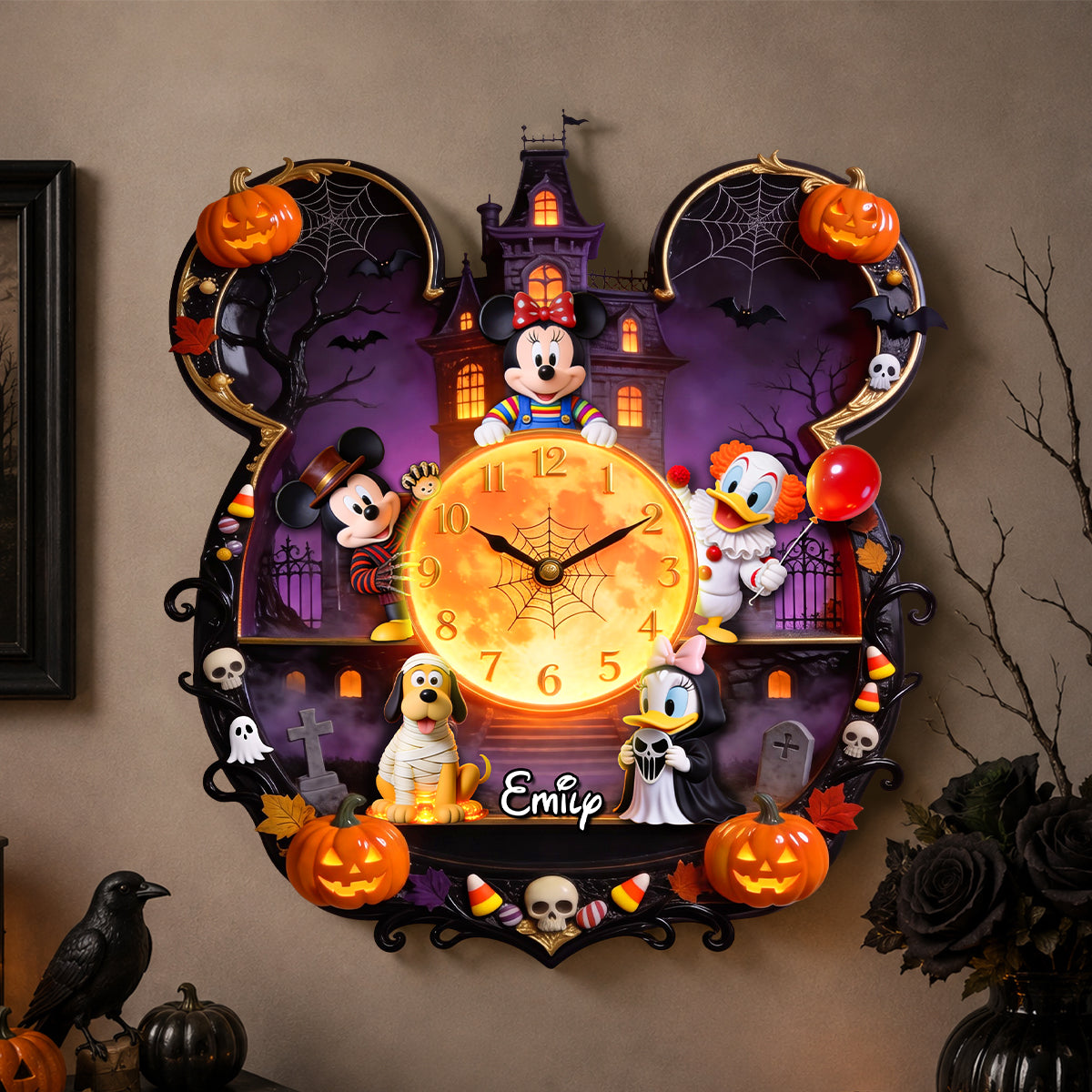 Spooky Halloween Acrylic Hanging Wall Clock - Personalized Gifts For Halloween 03pgdh100826-Homacus