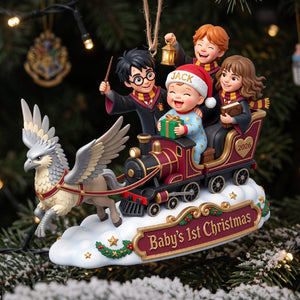 Whimsical Wonderland Baby First Christmas Riding in A Santa Sleigh Acrylic Ornament - Personalized Christmas Gifts For Kids 04tyta151026-Homacus