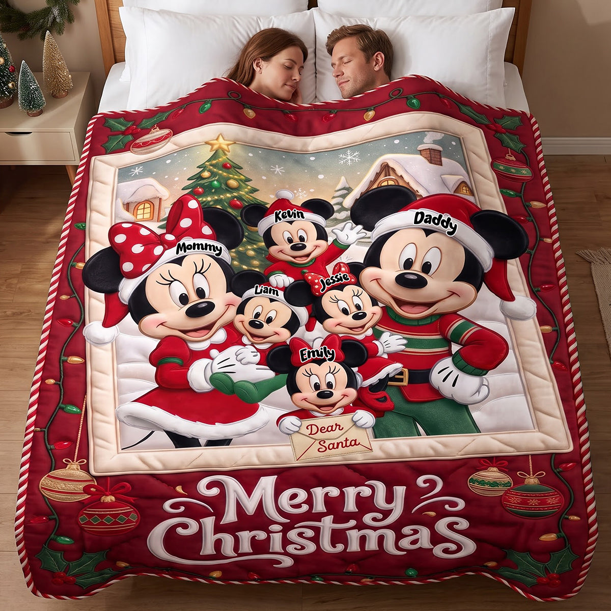 Happy Little Cartoon Family Portrait Blanket - Personalized Gifts For Family 05PATA280926
