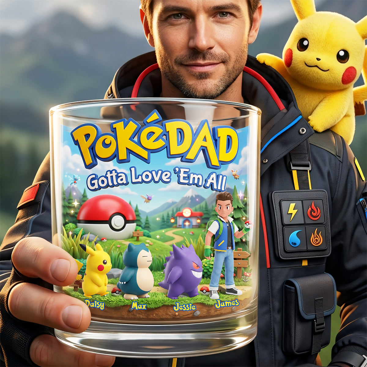Adventure Game Dad And Kids Round Glass - Personalized Gifts For Dad 03nata200526-Homacus