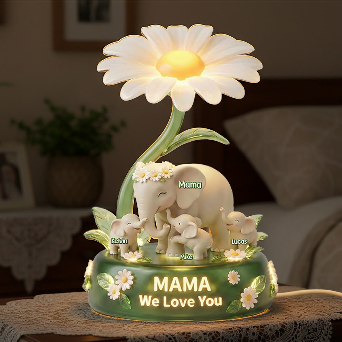 Elephant Mom Acrylic Light Box - Personalized Gifts For Mother and Grandma 03namg260226
