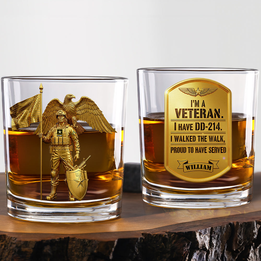 I'm A Veteran Whiskey Glass Personalized Gifts For Veteran 04OHDT140825-Homacus