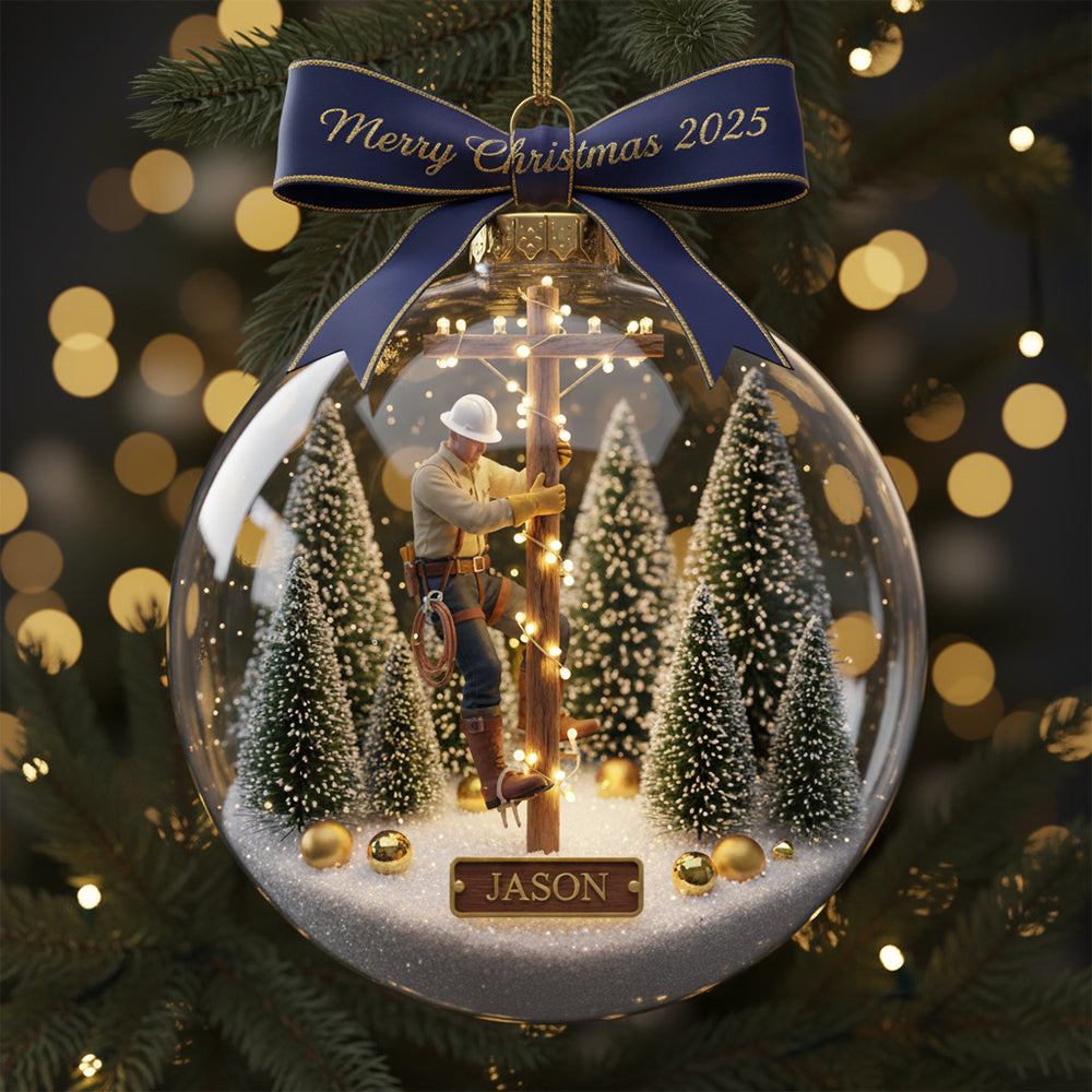 Honoring the Lineman Christmas Ornament Personalized Gifts For Lineman 02PGLU061025-Homacus