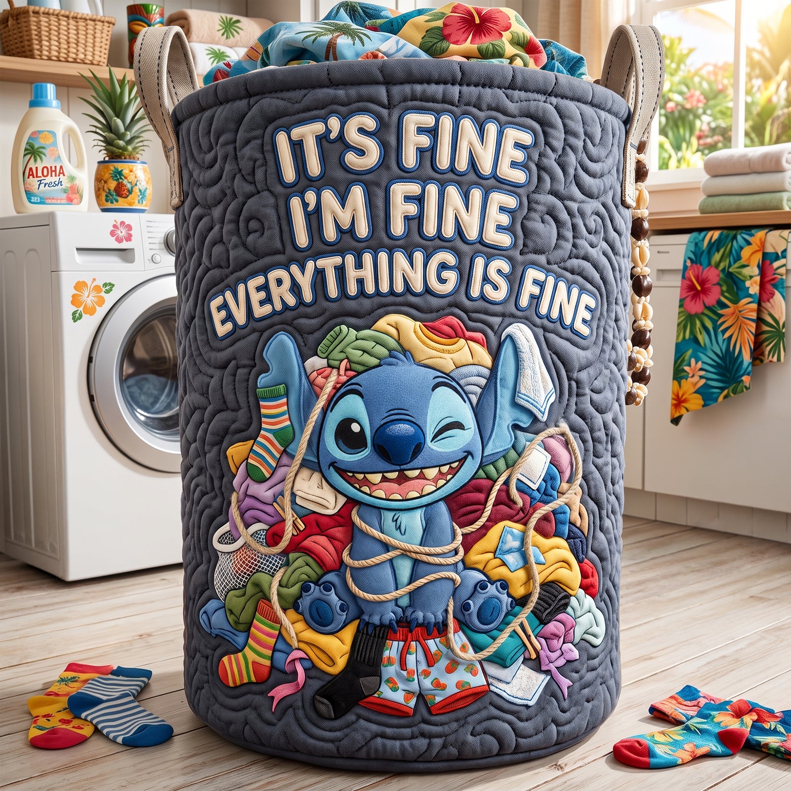 Messy Fun Quilted Laudry Basket, Personalized Gifts 03qhlu100726-Homacus