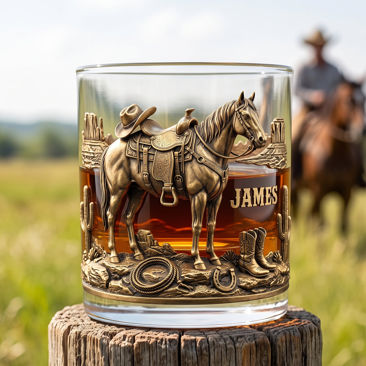 Horse Cowboy Round Glass - Personalized Gifts For Horse Lovers 04TYTN290626-Homacus
