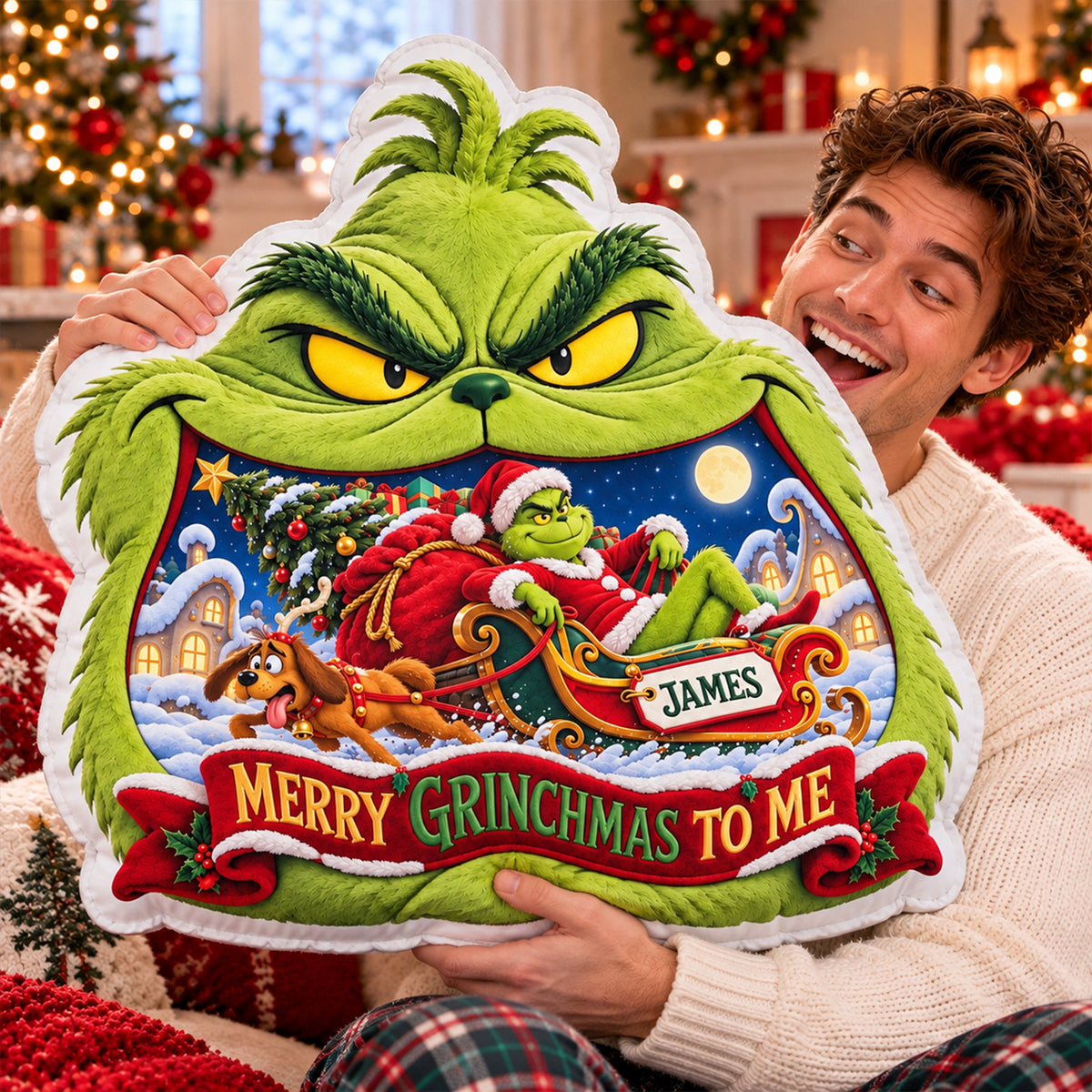 Furry Mischief Santa Christmas Custom Shaped Pillow - Personalized Christmas Gifts 01halu131026-Homacus
