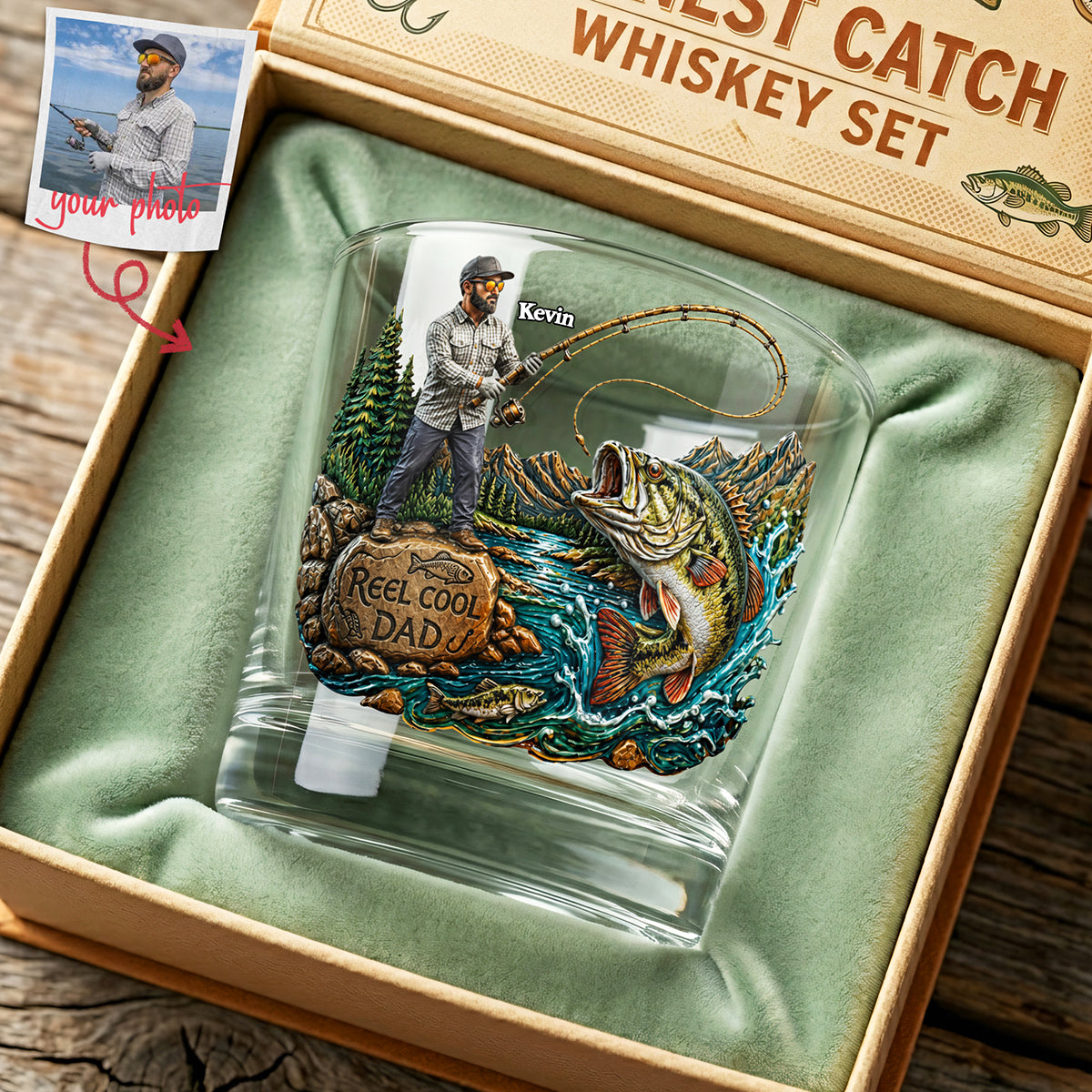 Marvelous Fishing Dad Drinking Glass - Custom Photo Gifts For Dads 03tota090526-Homacus