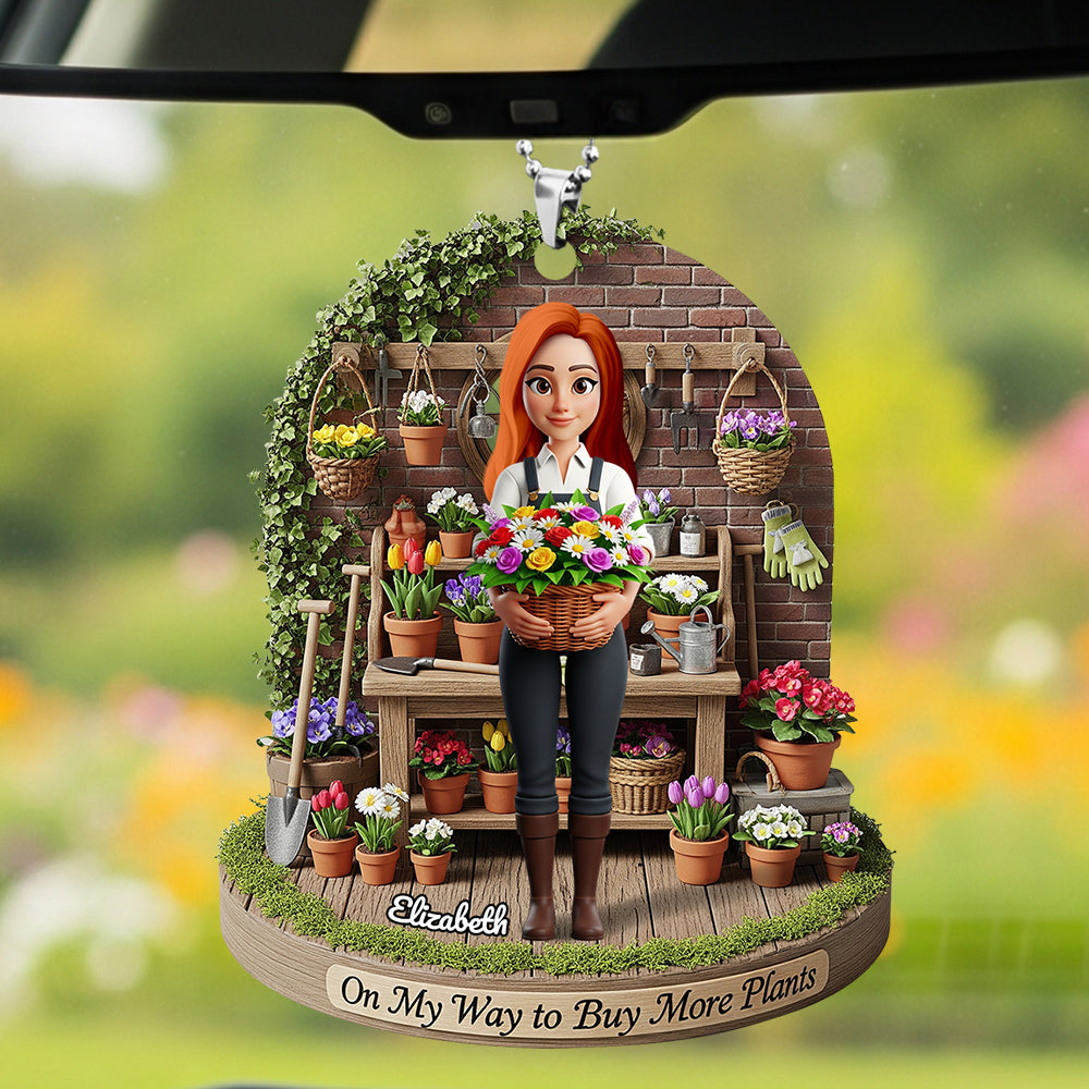 Flower Garden Girl Car Ornament Personalized Gifts For Gardeners 03NADT250625-Homacus