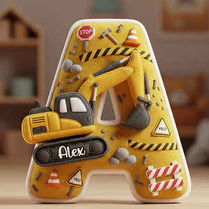 Excavator Alphabet Pillow - Personalized Gifts For Construction Lovers 02PGDT051225-Homacus