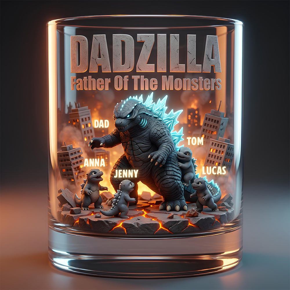 Our Roarsome Dad Round Glass - Personalized Gifts For Dad 02NADT290426-Homacus
