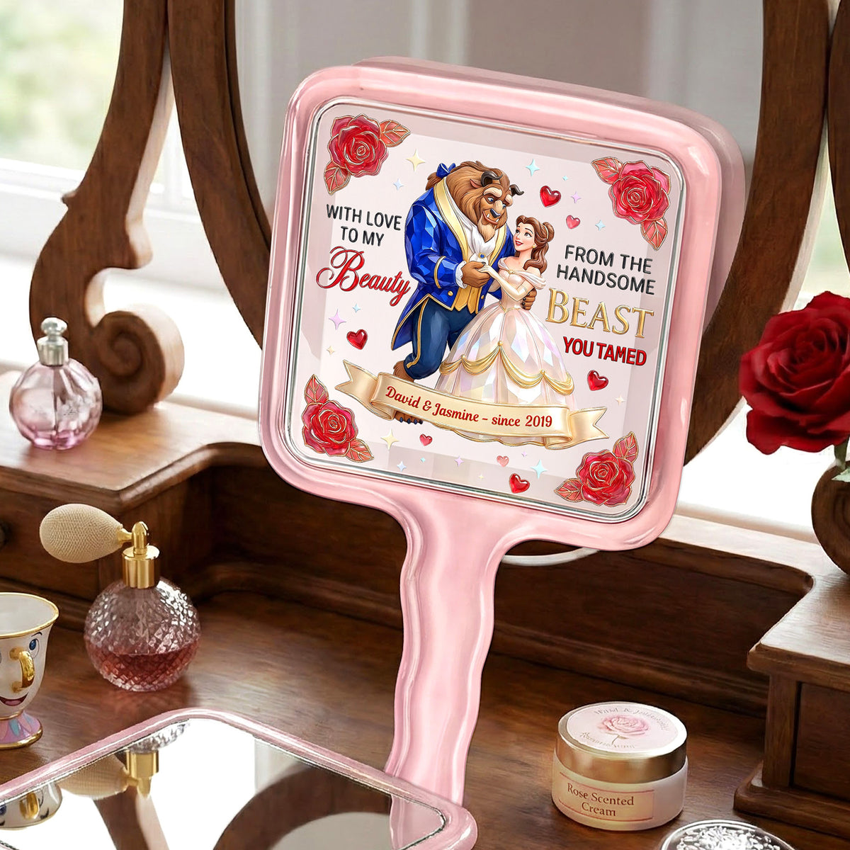 Fancy Couple Handle Mirror, Personalized Gifts For Her (Wife & Girlfriend) 03qhmg021225-Homacus