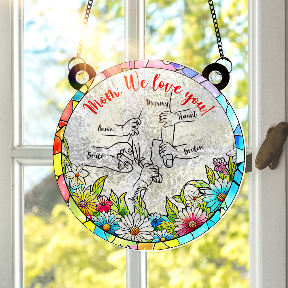 Hand In Hand Window Hanging Suncatcher Ornament - Personalized Gift For Mom 03XQLU280325-Homacus