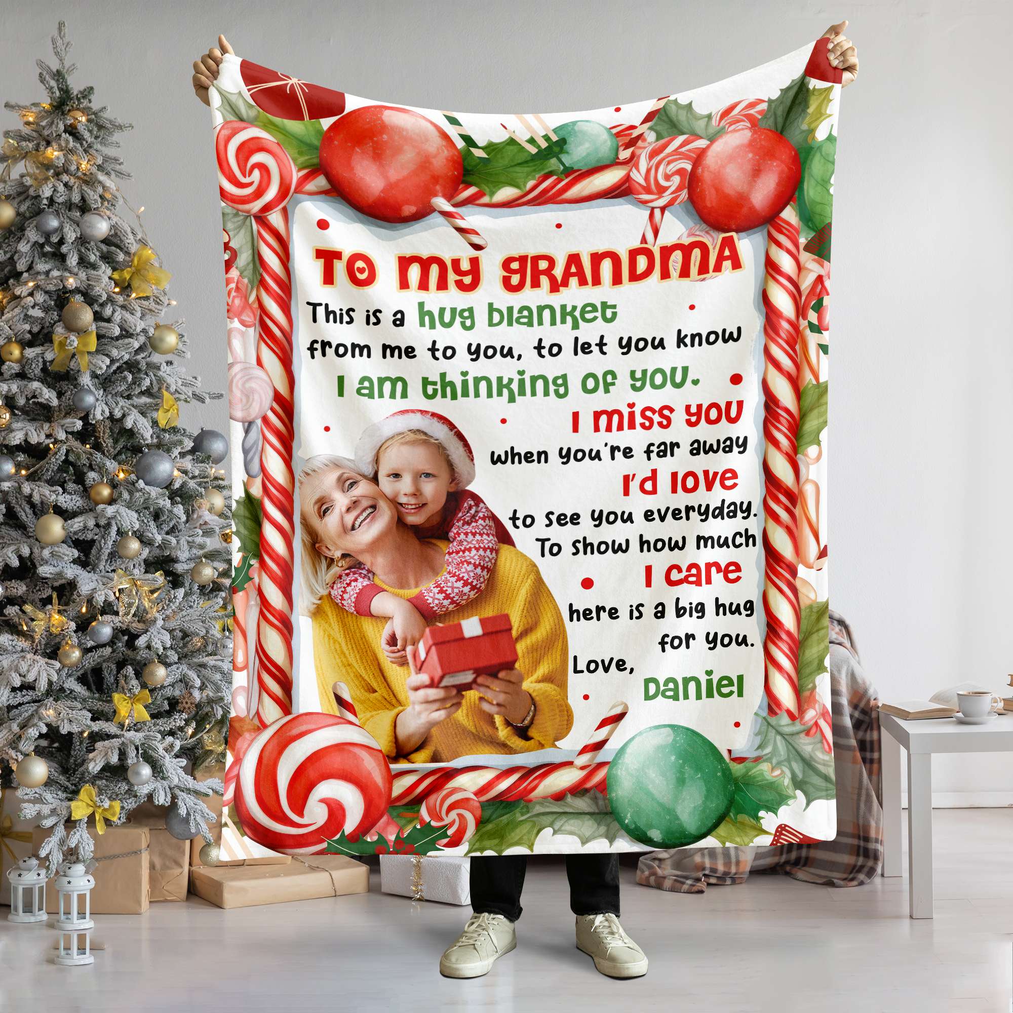 Custom Photo Gifts For Grandma, Christmas Blanket 04PGMH111024-Homacus