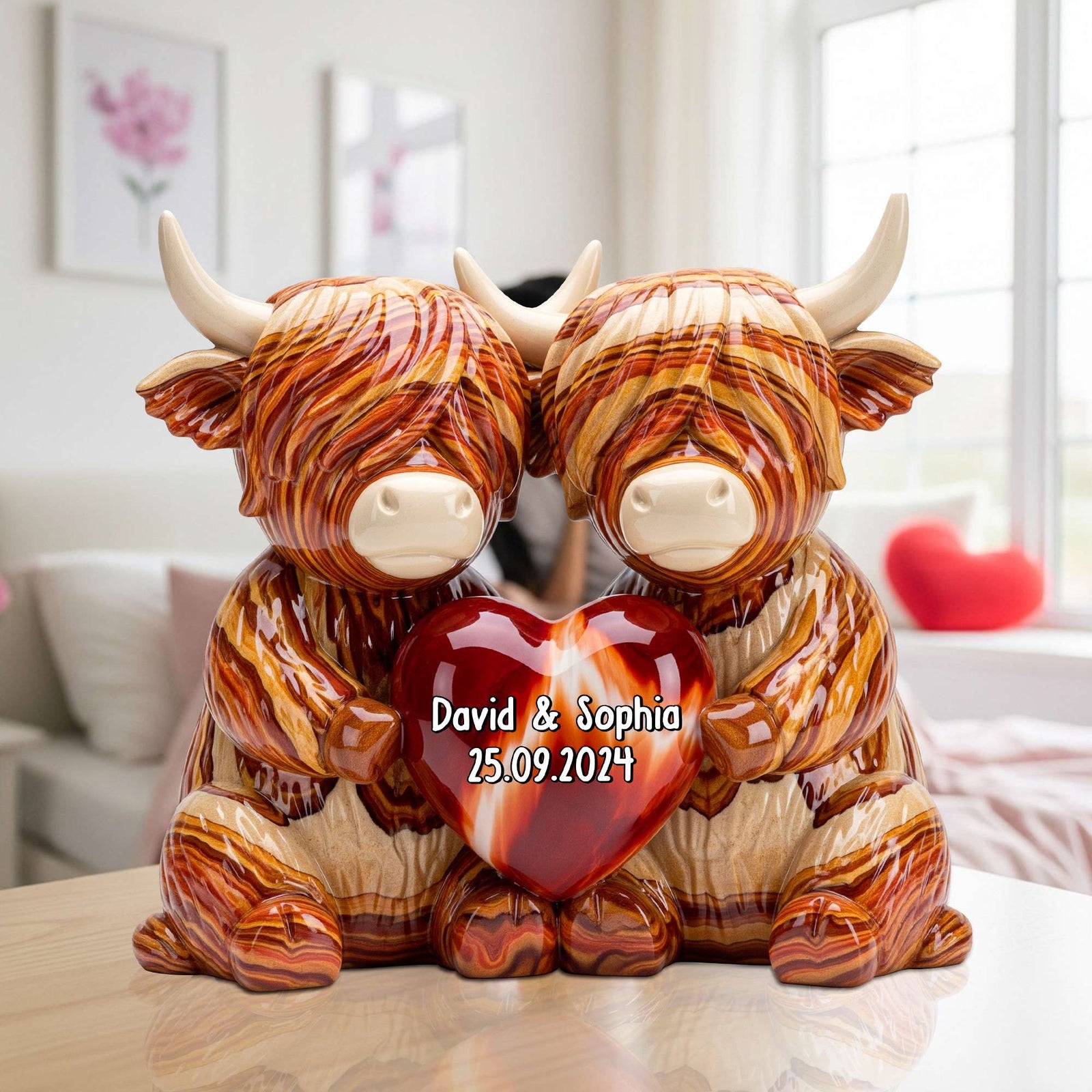 Highland Cow Couple Acrylic Plaque - Personalized Gifts For Couple 03natn190625-Homacus