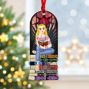 Personalized Gift For Book Lovers 02HUPU170924PA Ornament A Girl Sitting On Stack Of Books Reading-Homacus