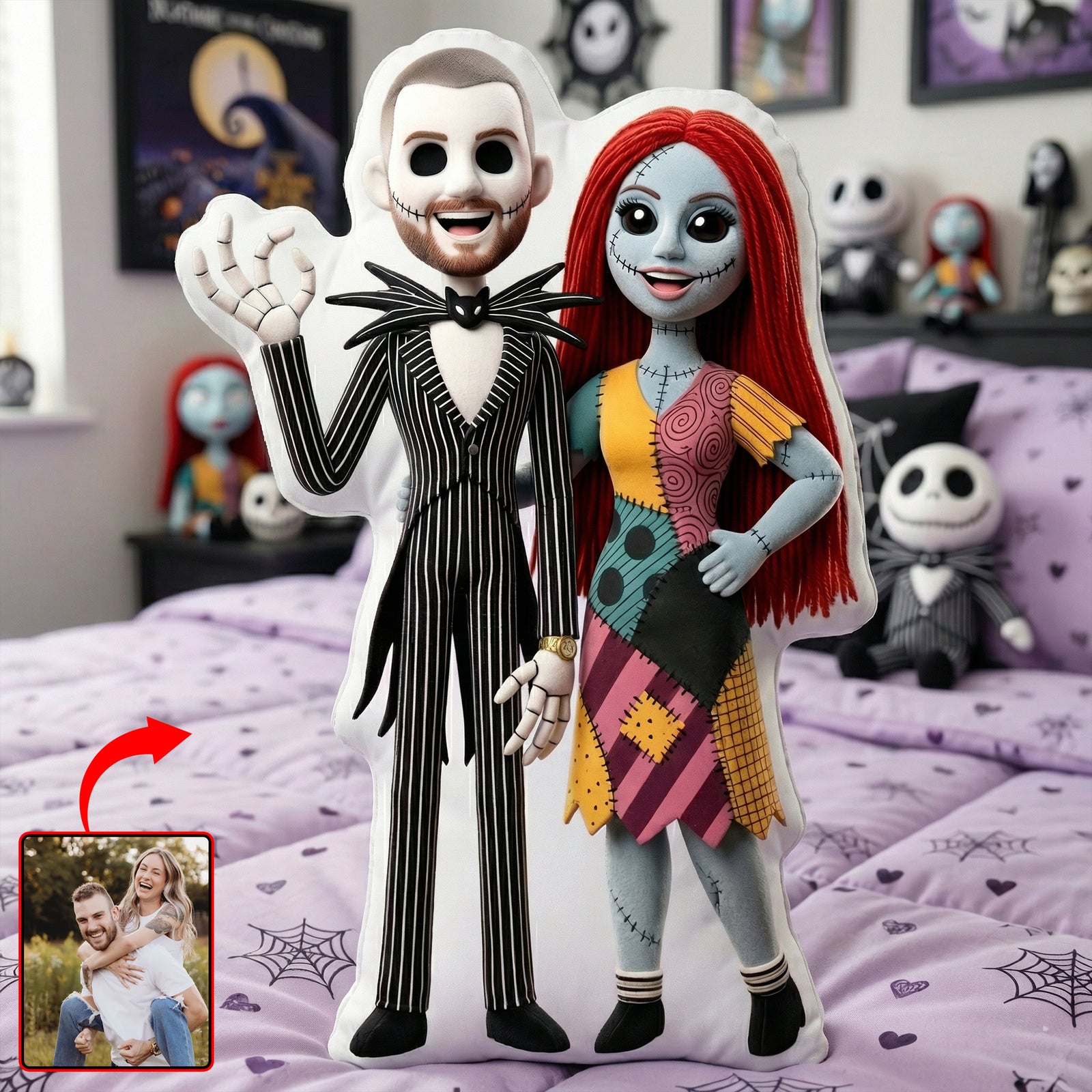 Spooky Couple - Custom Photo Pillow Gifts For Couple 05OHQN270326-Homacus