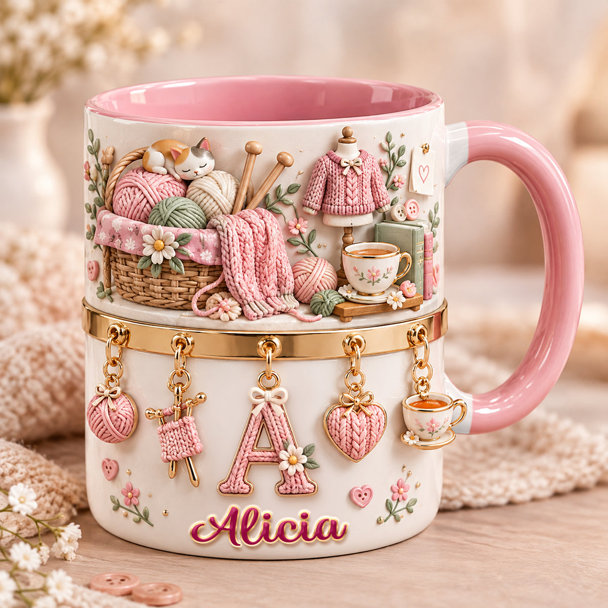 Knitting Lovers Coffee Accent Mug - Personalized Gifts For Christmas Coffee Mug 05TTDH290926-Homacus