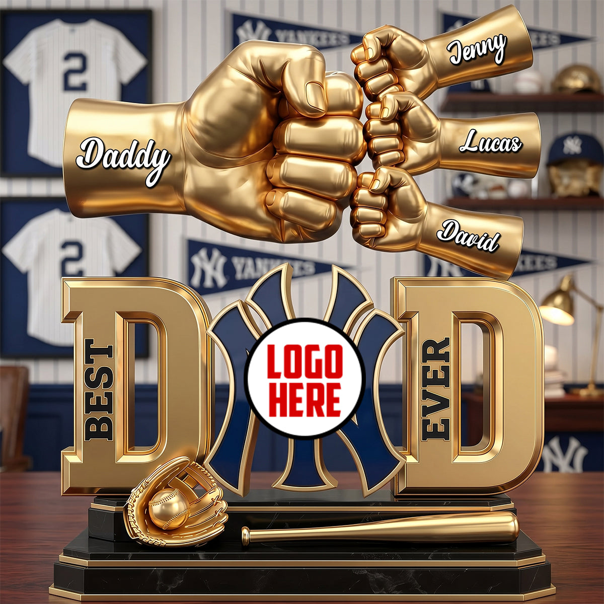 Team Spirit Dad & Kids Fist Bump Plaque - Personalized Gift For Dads 02NATN230526-Homacus