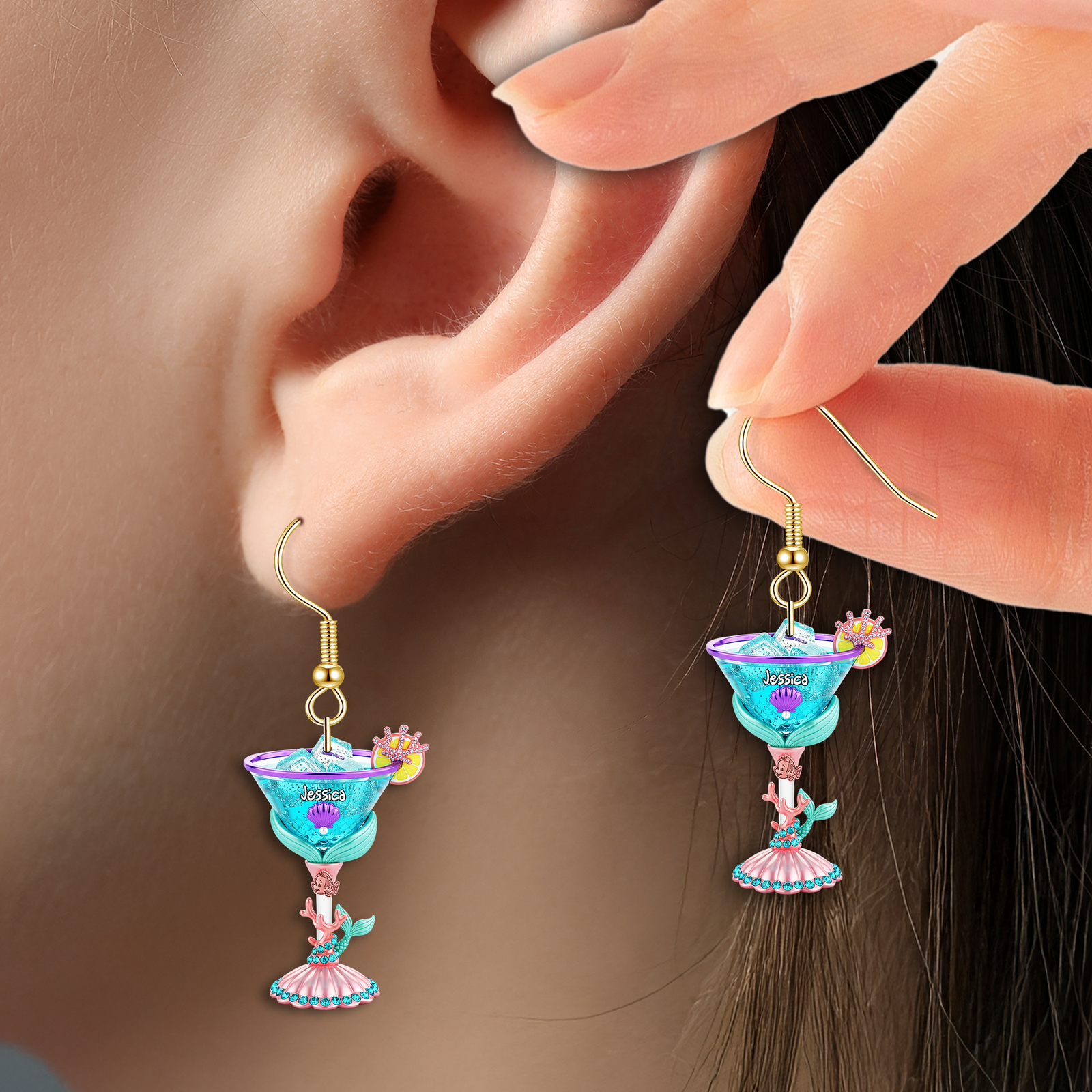 Funky Cocktail Earrings - Personalized Gifts For Cartoon Lovers 03OHLU300625-Homacus