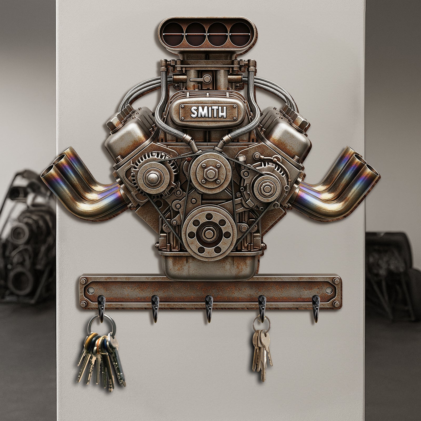 Drag Racing Engine Key Hanger - Personalized Gift For Biker 02NALU270625-Homacus