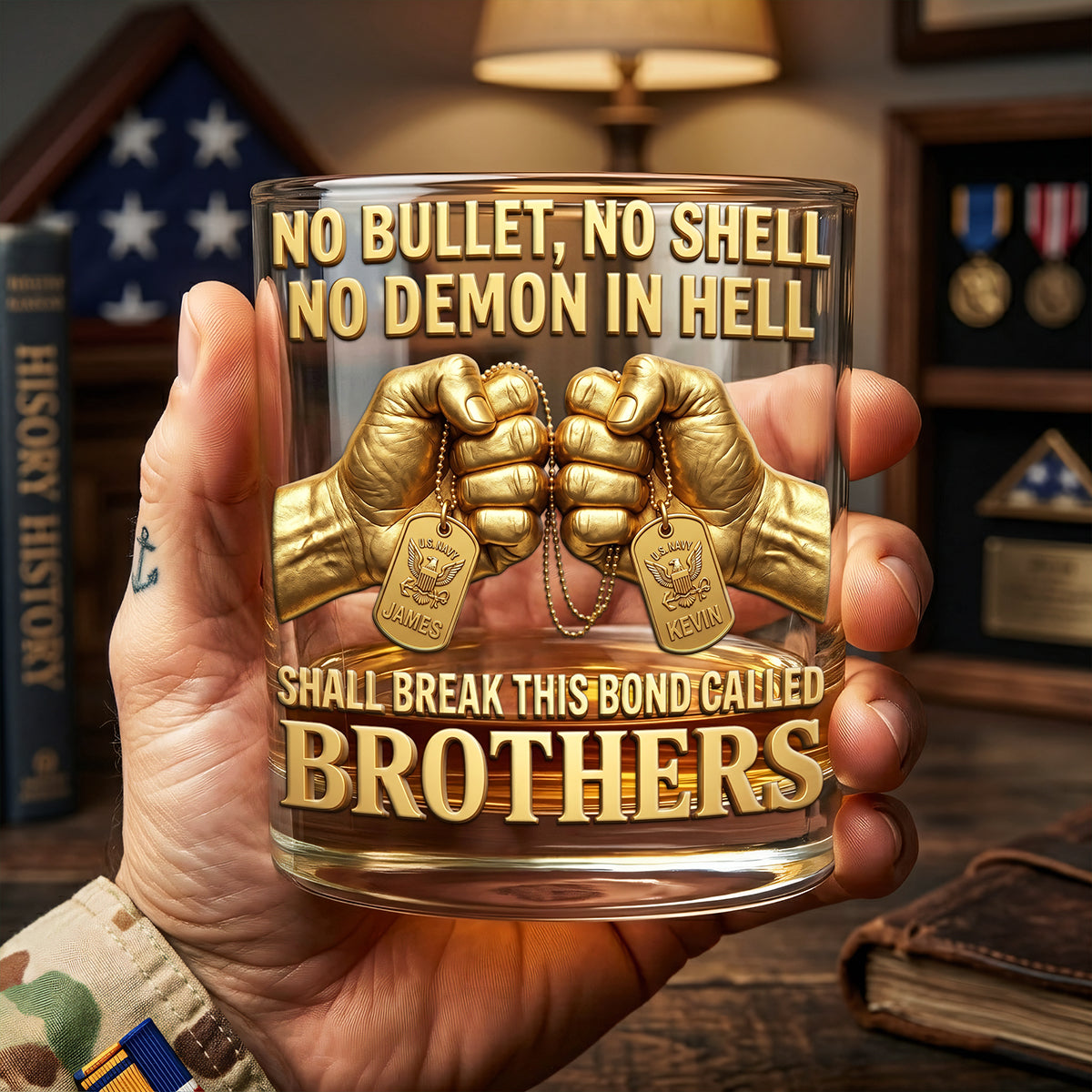 Brother Military Round Glass - Personalized Gifts For Brothers 01huta060626-Homacus