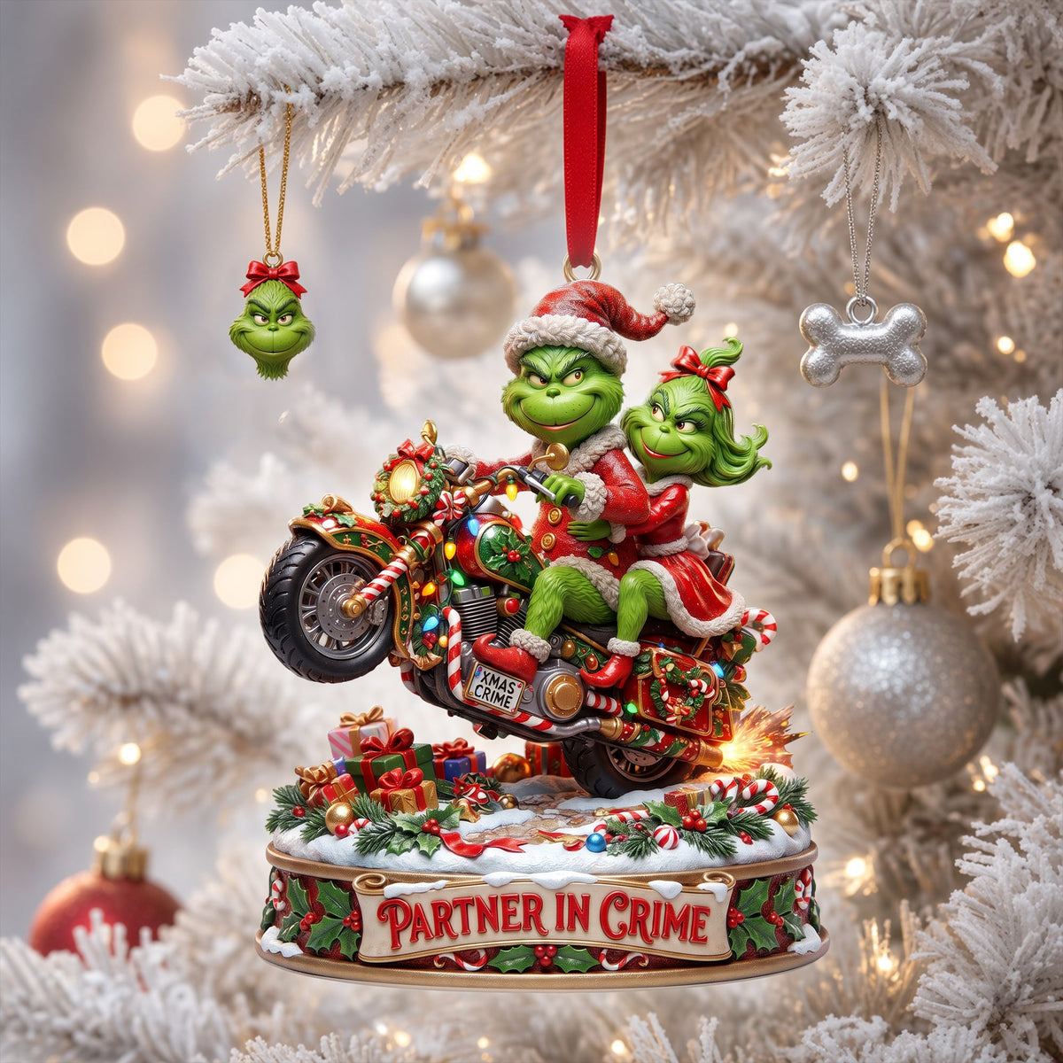 Monster Riding Couple Ornament - Personalized Gifts For Couple Christmas Ornament 06TYLU170826-Homacus