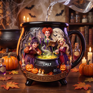 Witchy Sisters Cauldron Mug - Personalized Gifts For Halloween 05todh180826