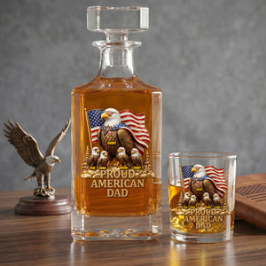 Proud American Eagle Dad - Personalized Gifts For Dad Decanter Set 05natn050526-Homacus