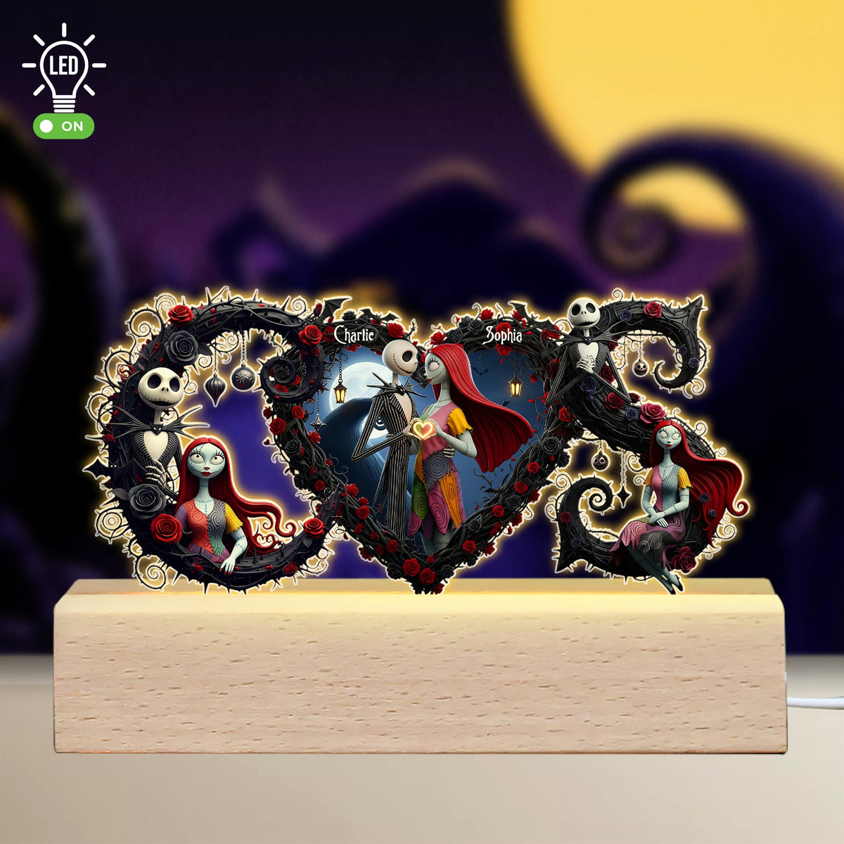 The Haunted Couple 3D Led Light - Personalized Gifts For Couple 01OHLU240525-Homacus