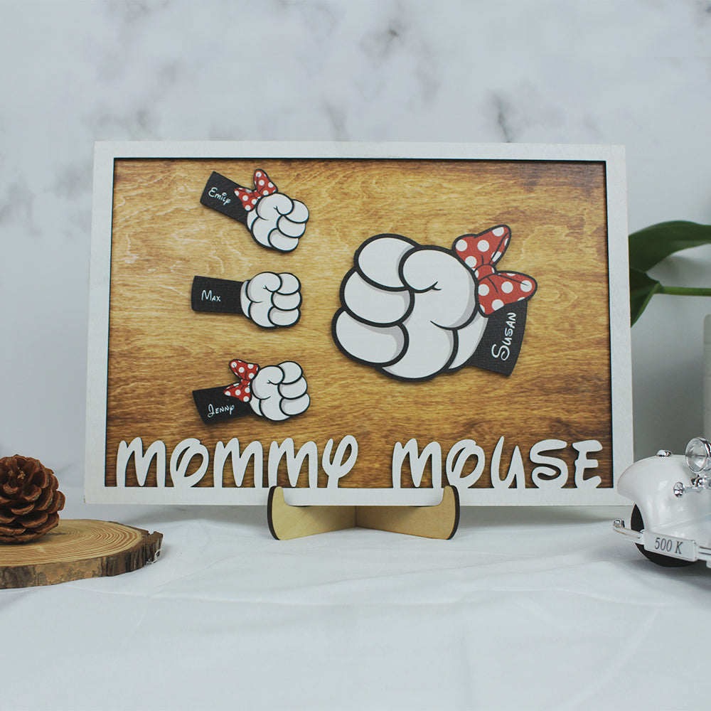 Mommy Mouse - Personalized Gifts For Mom Layered Wood Sign Stand 03QHHN250522-Homacus