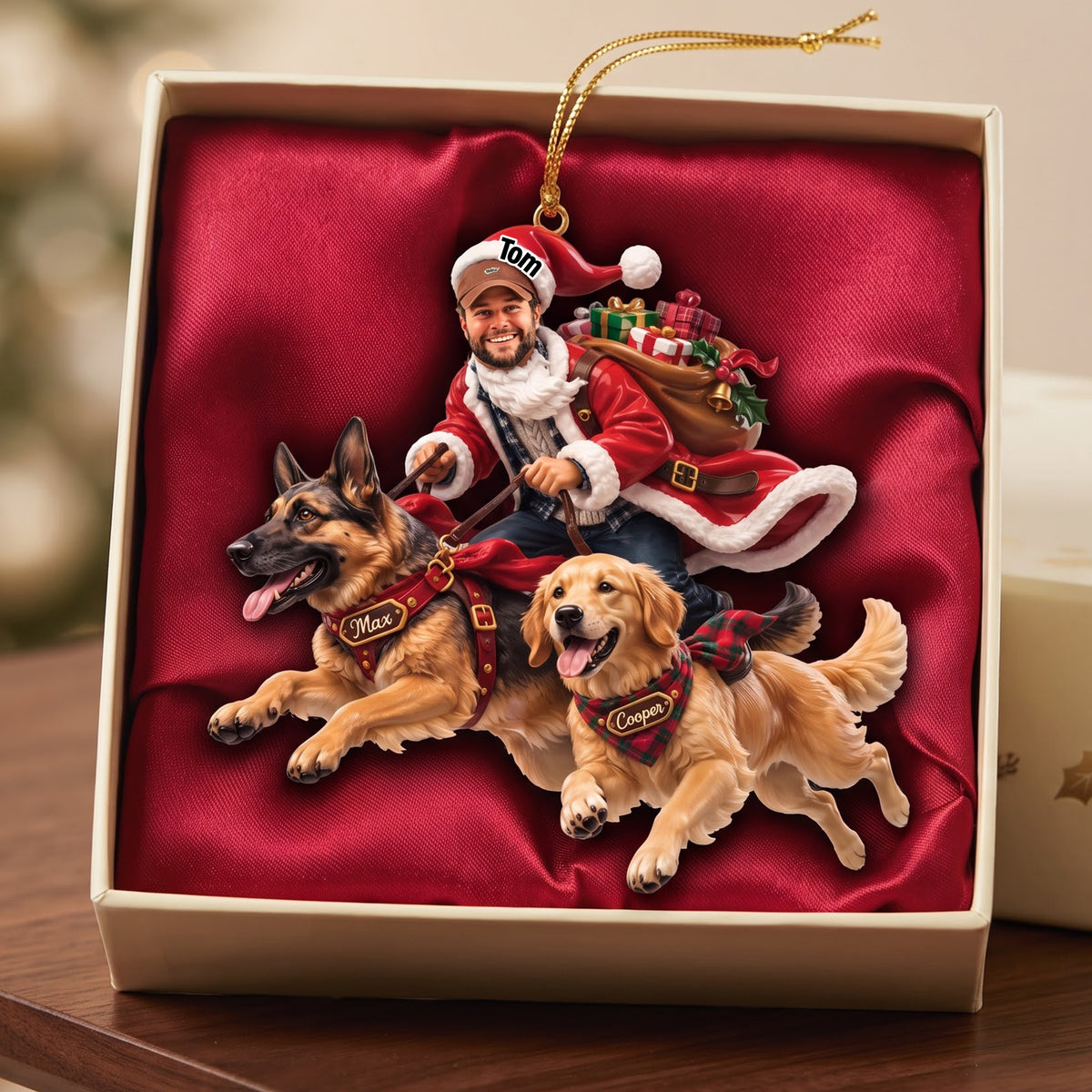 Custom Photo Joyful Santa With Dogs, Personalized Gifts For Dog Lovers 01qhlu080926