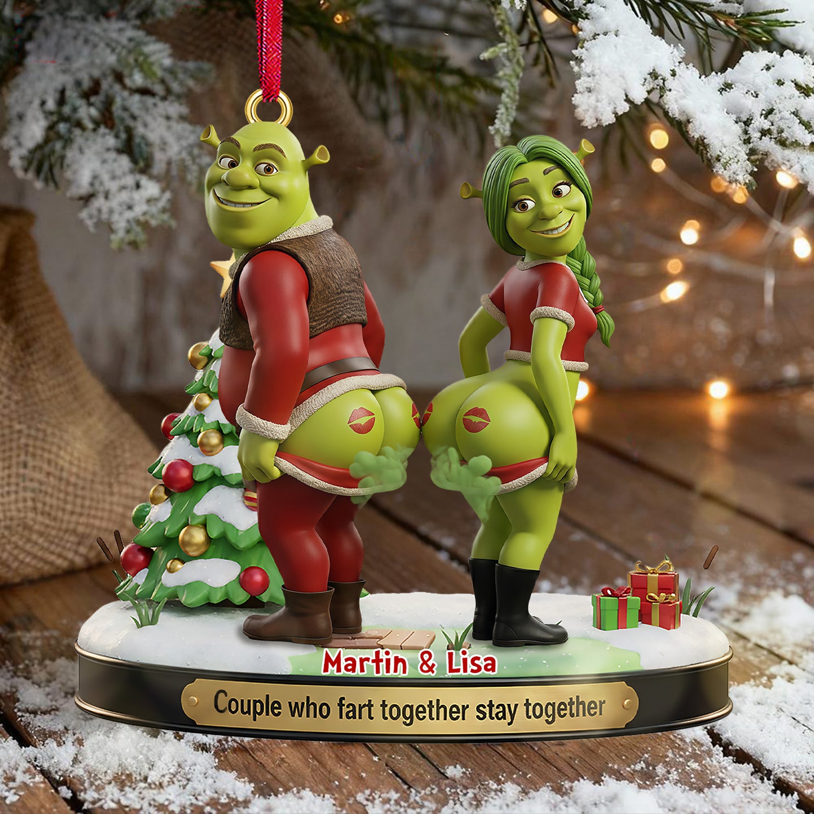 Funny Fart Together Couple Ornament - Personalized Gift For Couples 05OHMG241125-Homacus