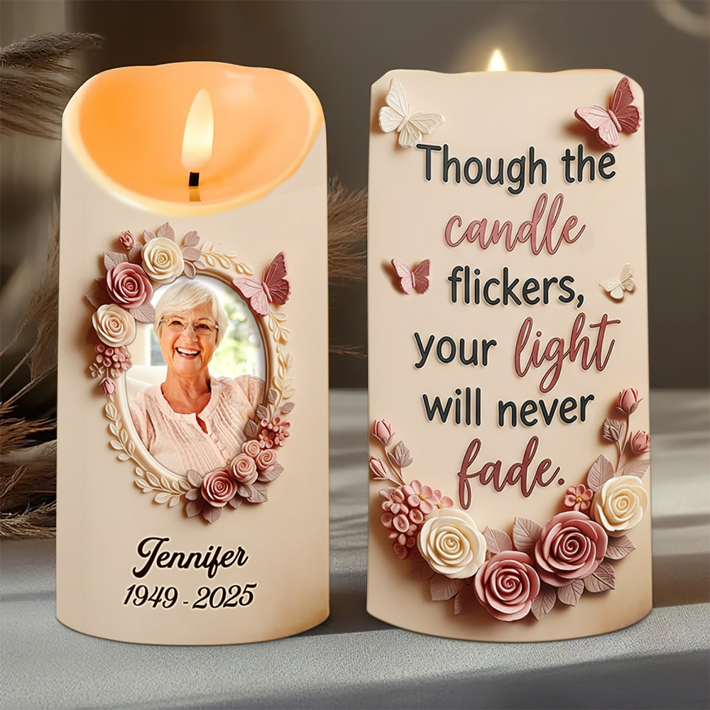 Eternal Memory Glow LED Candle - Custom Photo Human Memorial Gifts 05pgpu110725-Homacus