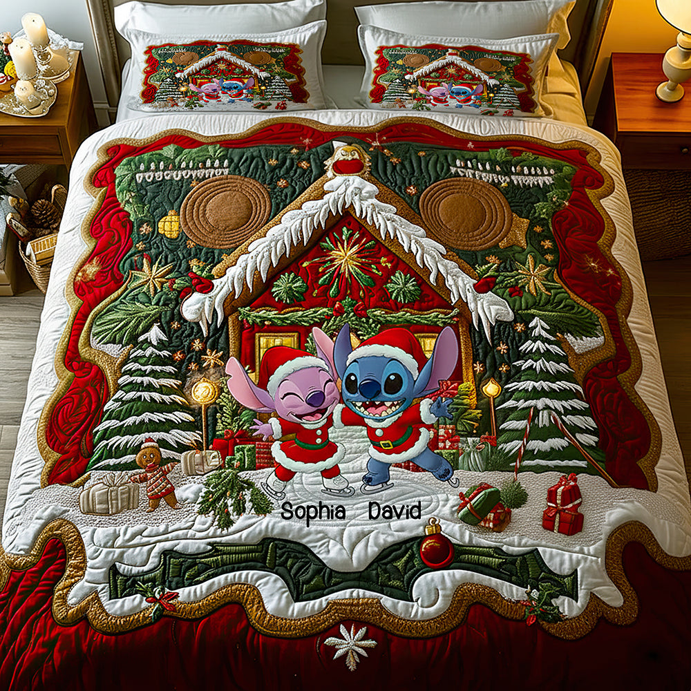 Lover's House Christmas Quilt Bedding Set Gifts For Couple 04NADT060925-Homacus