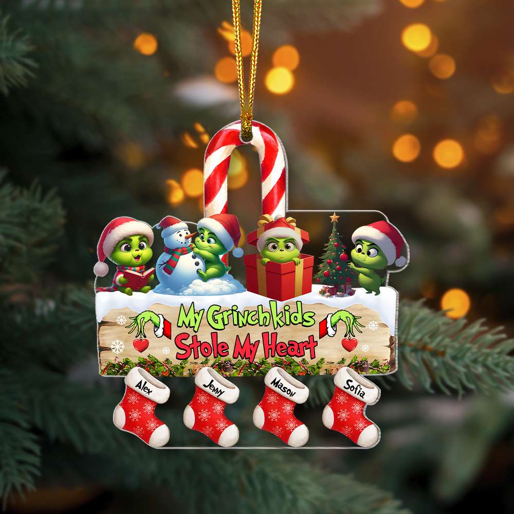 Personalized Gift For Grandma Christmas Ornament Green Monster Kids 01KAMH261124-Homacus