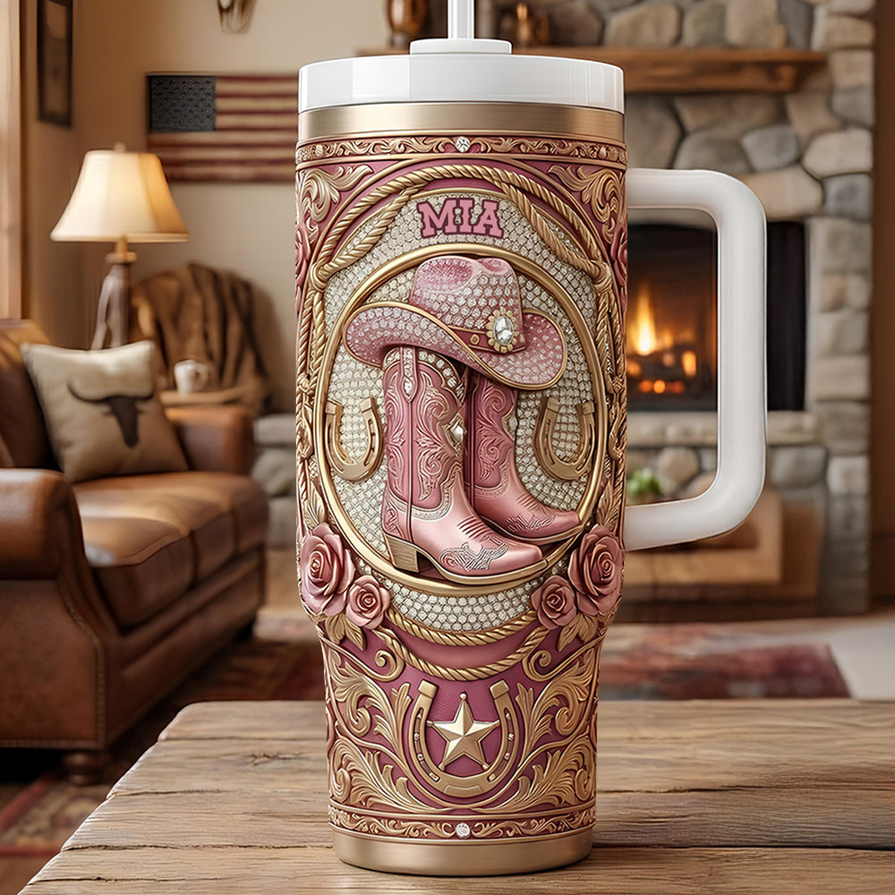 Vintage Western Cowgirl 40oz Tumbler - Personalized Gifts For Cowgirl 01NADT110226-Homacus