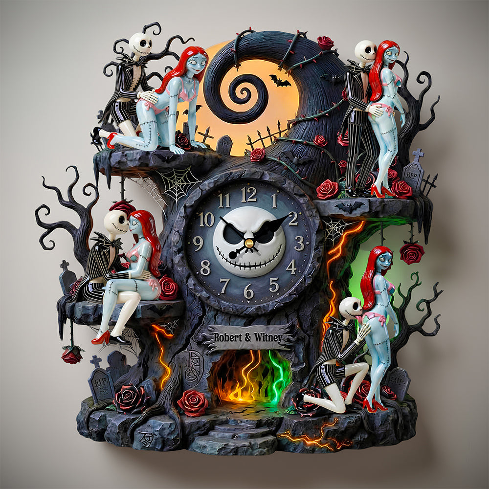 Naughty Couple Wall Clock - Personalized Gifts For Couple 1 Layer Acrylic Hanging Wall Clock 03TGDT271225-Homacus